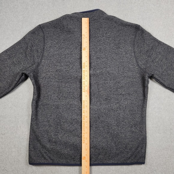 Eddie Bauer Sweater Men Large Gray Navy Blue Snap Fleece Pullover Retro Logo NEW - Picture 8 of 11